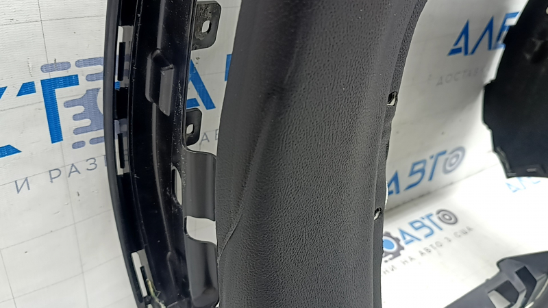 Lincoln MKZ 13-20 black rear driver's seat cover, broken fasteners, broken fastener, cracks in fasteners, tear, dented