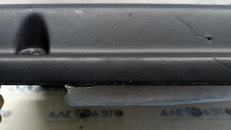 Door trim card front right Lincoln MKZ 17-20 black with black insert leather, armrest black leather, insert light wood gloss, with backlight, with handle, scratches, tears, dented, under black
