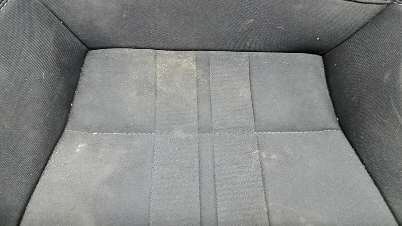 Ford Mustang mk6 15-23 coupe rear seat cushion, black fabric, wrinkled, needs cleaning