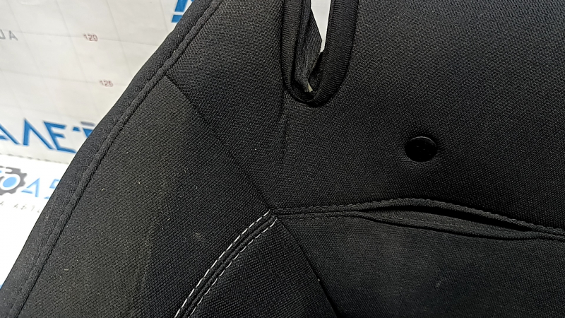 Ford Mustang mk6 15-23 coupe rear seat cushion, black fabric, wrinkled, needs cleaning