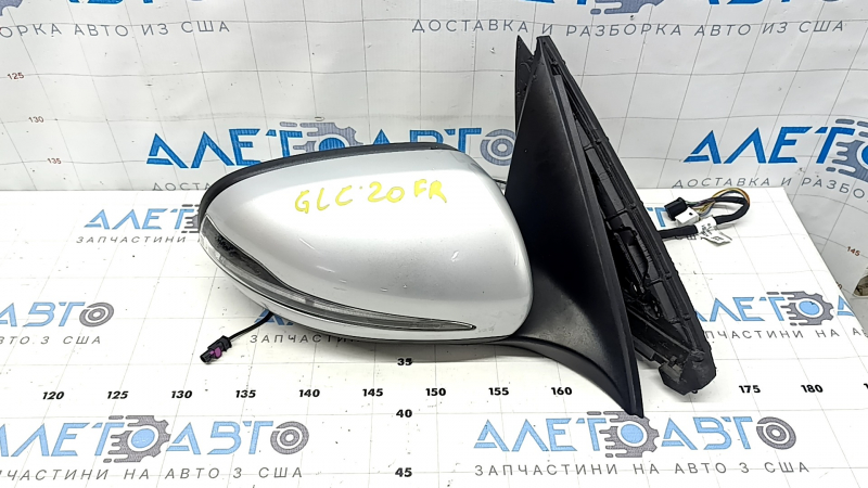 Right side mirror assembly for Mercedes GLC 16-22 8+8+2, turn signal, heated, backlight, BSM, white, worn