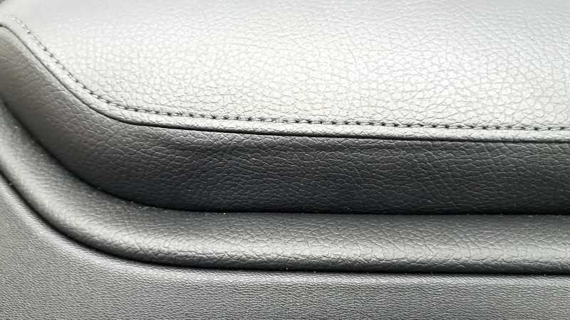 Door trim panel, rear right, Volvo XC90 16-23, black leather, wood insert, without curtain, scratches, tears