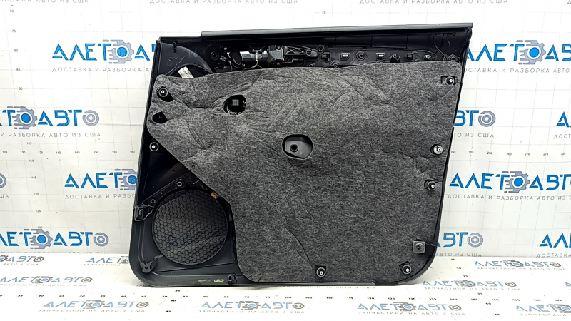 Door trim, front left card, Audi Q5 8R 09-17, dark gray, with wood insert, with overlays, with handle, in need of cleaning, worn, scratches