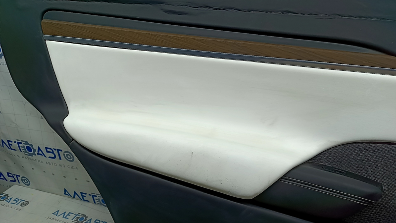 Tesla Model X 22-25 rear left door panel, black, with white leather insert, pierced cushion, dry-cleanable