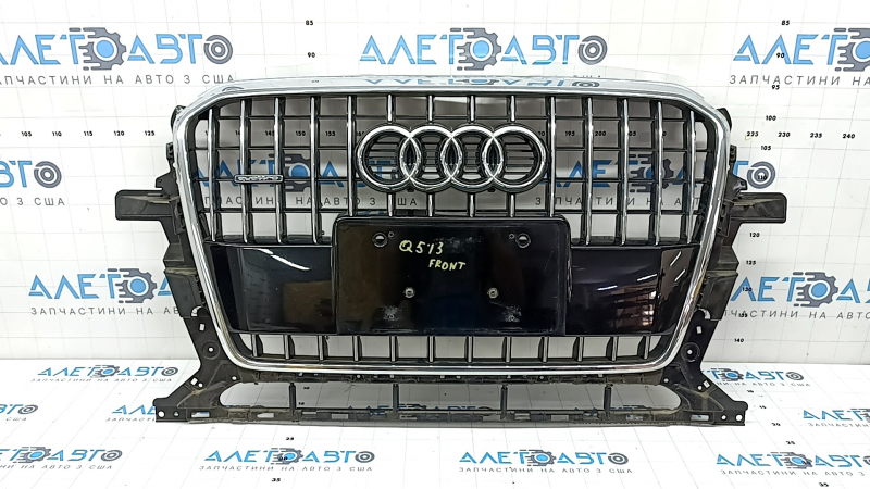 Radiator grille for Audi Q5 8R 13-17 restyling, without parking sensors, glossy, chrome, with quattro emblem, non-factory holes