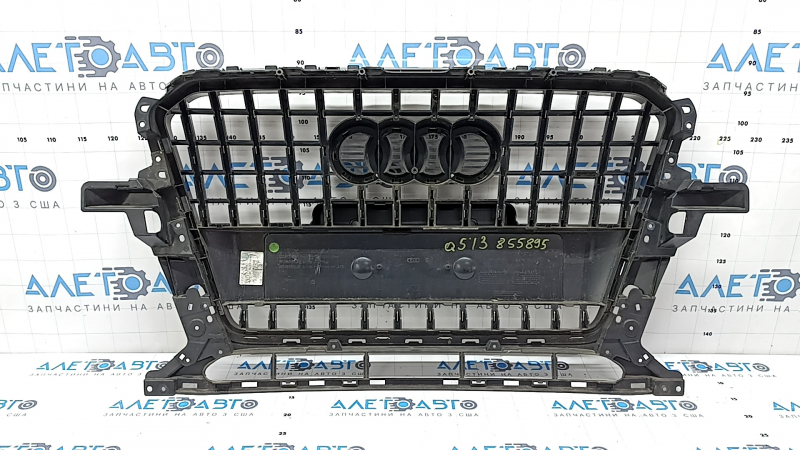 Radiator grille for Audi Q5 8R 13-17 restyling, without parking sensors, glossy, chrome, with quattro emblem, non-factory holes
