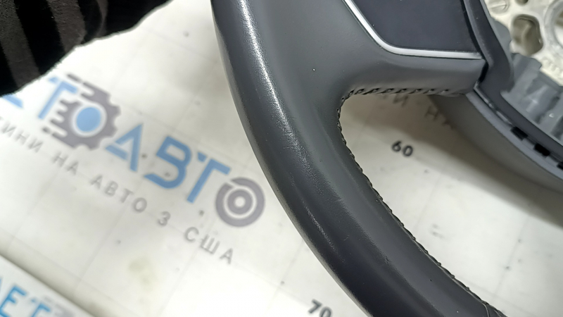 Bare steering wheel Audi Q5 8R 13-17 leather, gray, without buttons, 4 spokes, scratches, worn