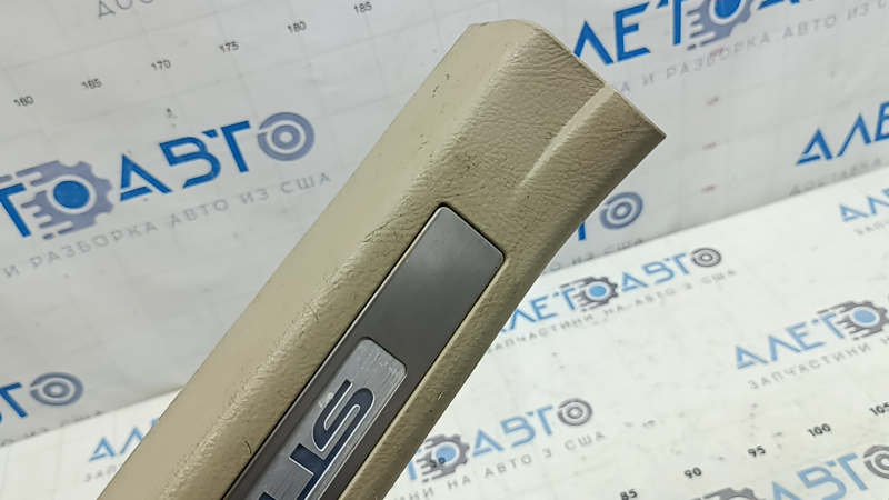 Rear right illuminated door sill plate for Lexus RX300 RX330 RX350 RX400h 04-08, beige, chrome, illuminated, scratches, whitened plastic, dent