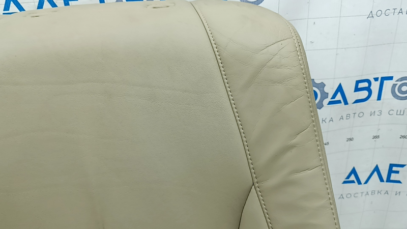 Lexus RX300 RX330 RX350 RX400h 04-09 passenger seat back upholstery, beige leather, cracked, heated, needs cleaning, wrinkled
