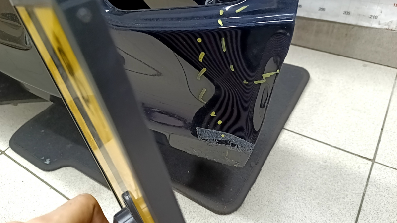 The trunk door is bare, BMW X3 F25 11-17 black 416, dents, bumps