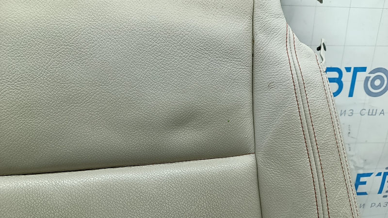 BMW X3 F25 11-17 passenger seat upholstery, Elfenbein-Weiss leather with red stitching, Sport, needs cleaning, dented, scuffed