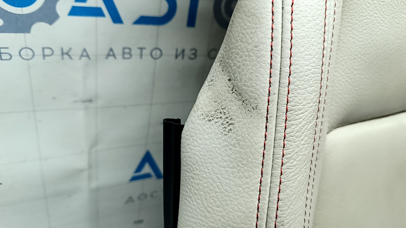 BMW X3 F25 11-17 passenger seat upholstery, Elfenbein-Weiss leather with red stitching, Sport, needs cleaning, dented, scuffed