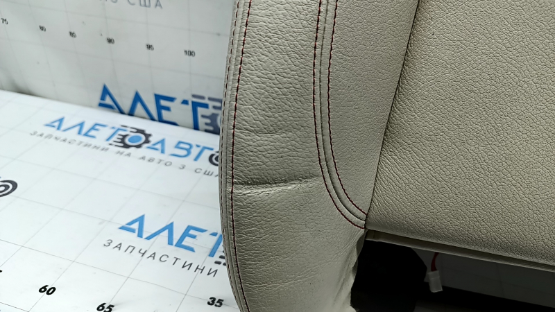 BMW X3 F25 11-17 passenger seat upholstery, Elfenbein-Weiss leather with red stitching, Sport, needs cleaning, dented, scuffed