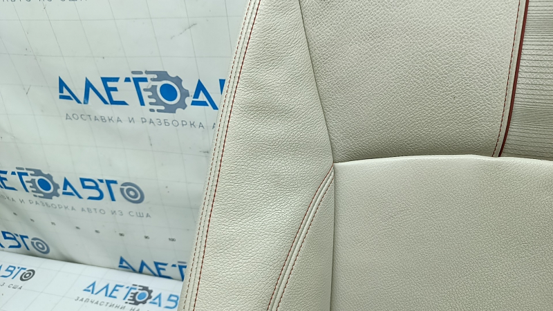 BMW X3 F25 11-17 driver's seat back upholstery, Elfenbein-Weiss leather with red stitching, Sport, dry-cleanable, dented