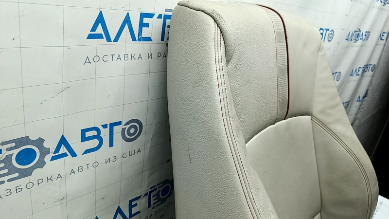 BMW X3 F25 11-17 driver's seat back upholstery, Elfenbein-Weiss leather with red stitching, Sport, dry-cleanable, dented