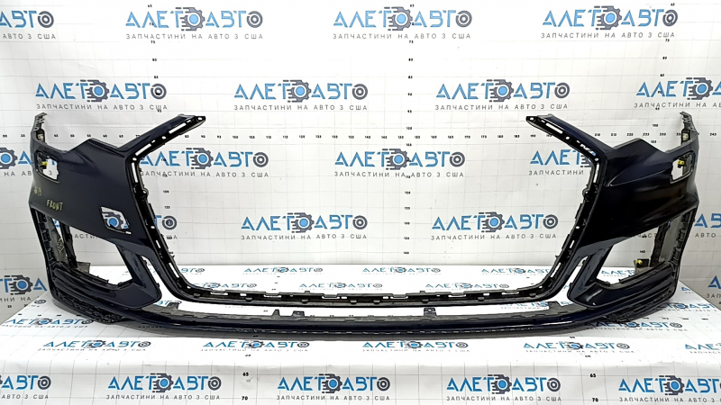 Bare front bumper for Audi A6 C8 19-23, under park assist, under headlight washer, S-Line, without plug, blue, fake, scratches, broken fasteners