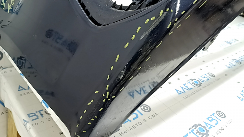 Bare front bumper for Audi A6 C8 19-23, under park assist, under headlight washer, S-Line, without plug, blue, fake, scratches, broken fasteners