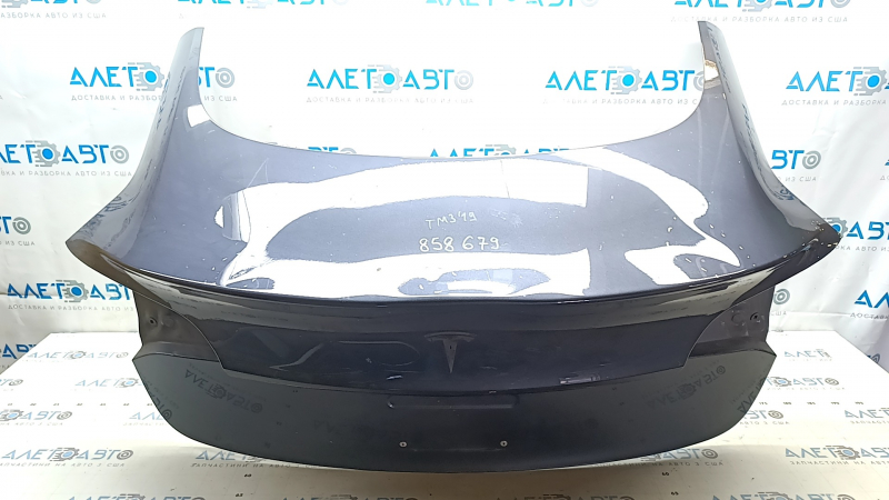 Tesla Model 3 bare trunk lid, 18-20 PMNG graphite, paint chip, dents, and dents