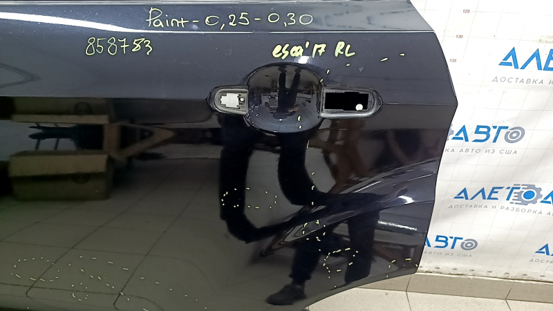 Bare rear left door for Ford Escape MK3 13-19, black UM, scratches, scuffs, putty, partial paint 0.25-0.3