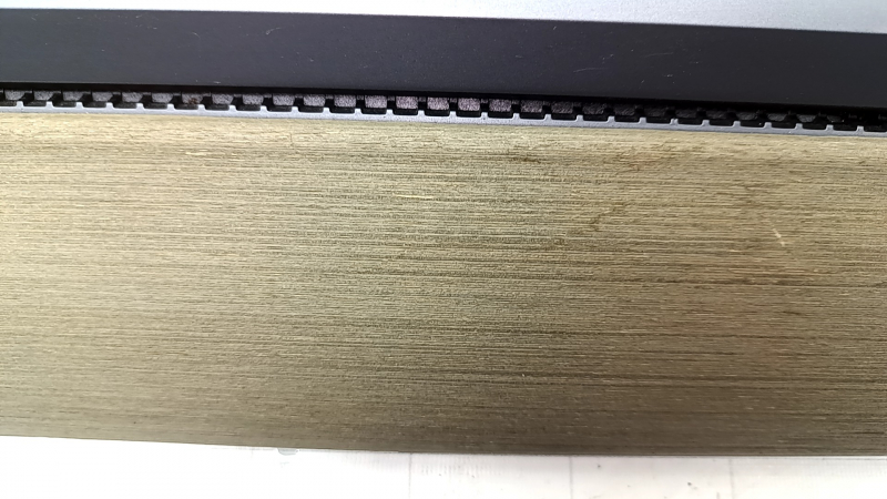 Tesla Model 3 18's upper dashboard trim panel - wood grain, cracked wood, scratches
