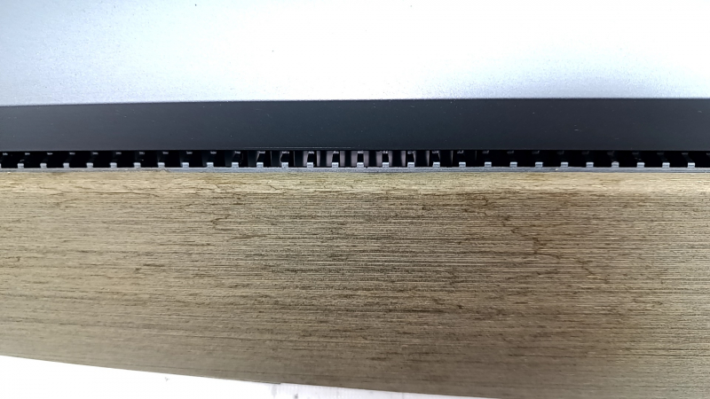 Tesla Model 3 18's upper dashboard trim panel - wood grain, cracked wood, scratches