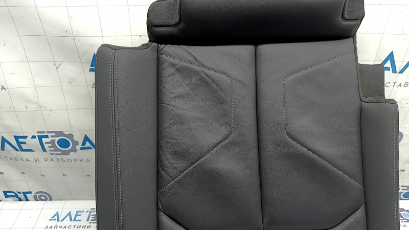 Right rear seat cushion for Audi Q3 83A 19-25, black leather, white stitching, scratched, dented