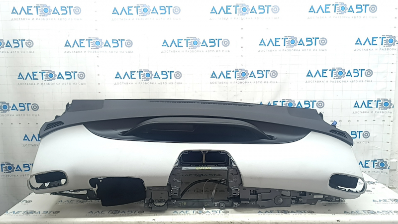 Front dashboard with AIRBAG for Toyota Prius 50 17-22, black and gray, with a small display and a glove compartment, in need of dry cleaning, scratches on the glove compartment, rusty squib