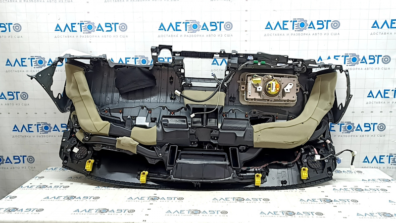 Front dashboard with AIRBAG for Toyota Prius 50 17-22, black and gray, with a small display and a glove compartment, in need of dry cleaning, scratches on the glove compartment, rusty squib
