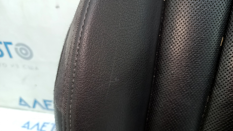 Audi Q7 16-19 driver's seat upholstery, black leather, perforated, heated, ventilated, scratched, dented, worn
