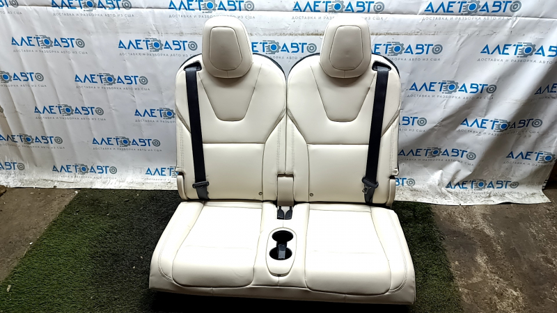 Rear seats, row 3, Tesla Model X 16-21, beige leather with black belts, without airbag, electric, heated