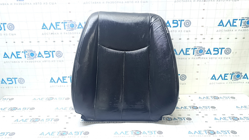 Nissan Leaf 13-17 driver's seat back upholstery, black leather, perforated, heated, wrinkled