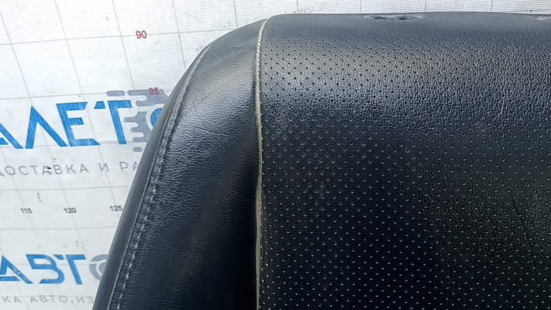 Nissan Leaf 13-17 driver's seat back upholstery, black leather, perforated, heated, wrinkled