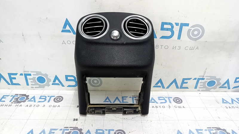 Mercedes C-class W205 15-21 black rear center console trim with air duct deflector, needs cleaning, air duct mount is broken
