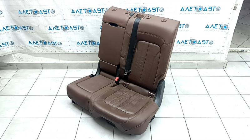 Rear seats, 2nd row, left, Audi Q5 80A 18-24, brown leather, with belt, armrest, needs cleaning, wrinkled