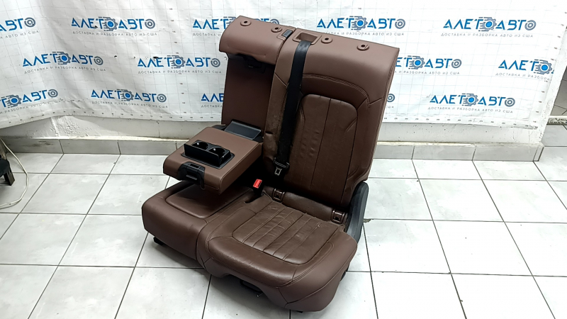 Rear seats, 2nd row, left, Audi Q5 80A 18-24, brown leather, with belt, armrest, needs cleaning, wrinkled