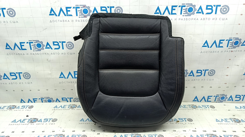 Mazda CX-5 17-23 driver's seat cushion upholstery, black leather, with brown stitching, heated, perforated, dented