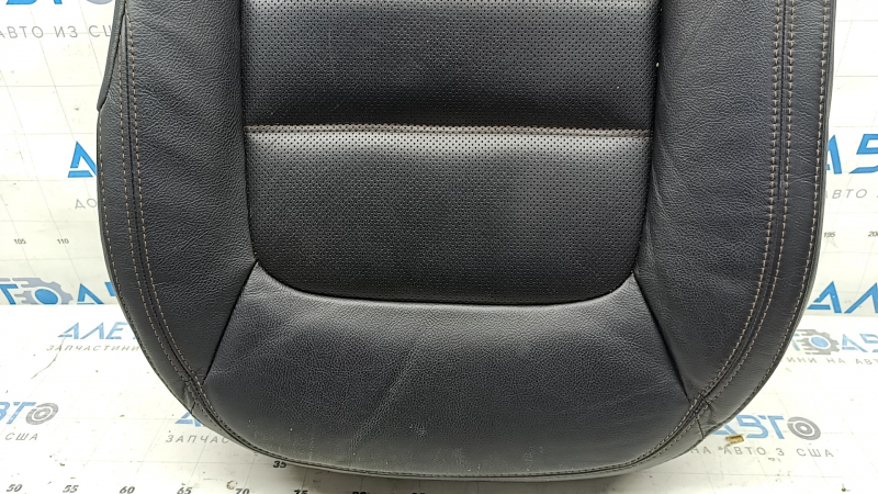Mazda CX-5 17-23 driver's seat cushion upholstery, black leather, with brown stitching, heated, perforated, dented