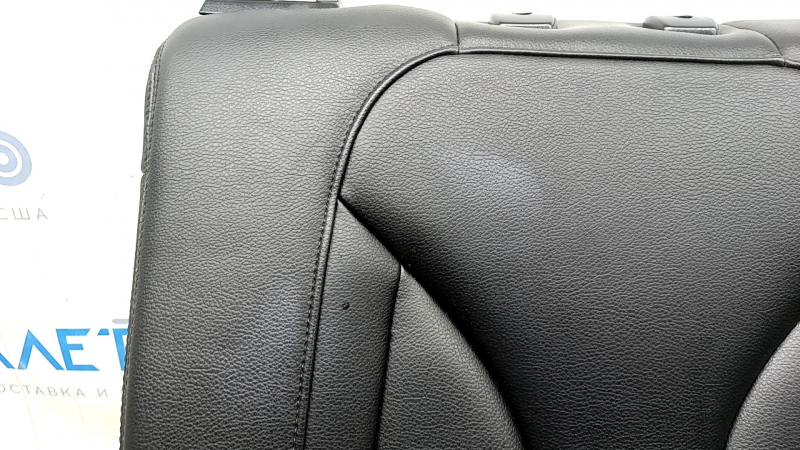 Right rear seat back, 2nd row, Lincoln MKC 15-19, black leather, wrinkled, needs cleaning, scratches on plastic