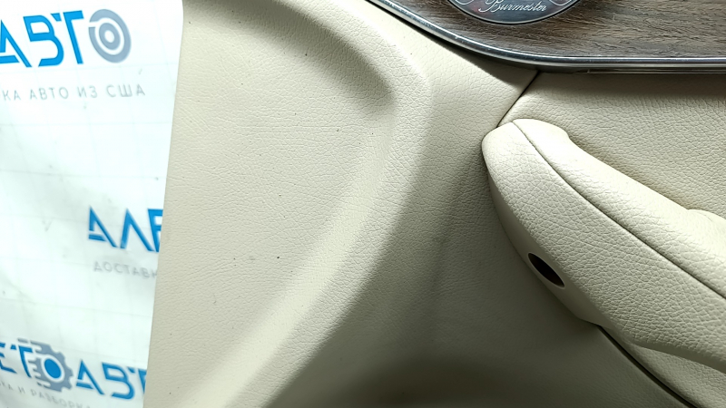 Front right door panel for Mercedes GLC 16-22, beige leather, wood trim, Burmester, defective trim, bump, dent