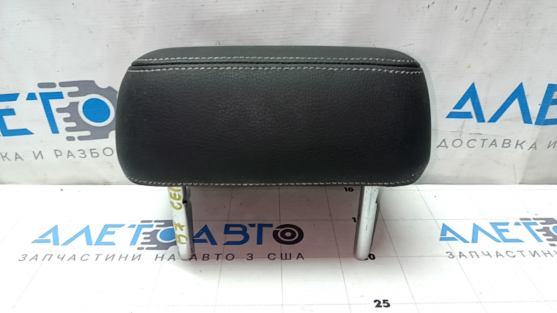 Rear center headrest for VW Passat b7 12-15 USA, black leather with gray stitching