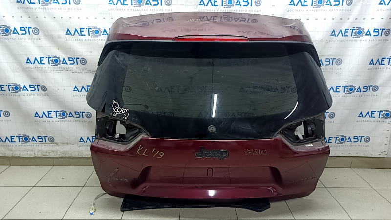 Jeep Cherokee KL 19-23 bare tailgate with glass - red PRV, with spoiler and brake light, scratches