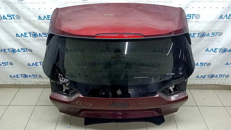 Jeep Cherokee KL 19-23 bare tailgate with glass - red PRV, with spoiler and brake light, scratches