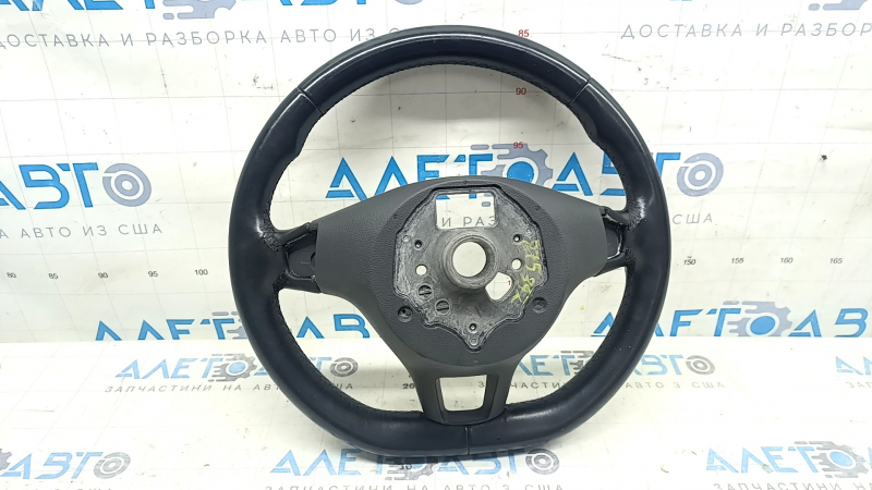 Naked steering wheel VW Passat b8 16-19 USA leather black, without trim and buttons, needs cleaning, scratches