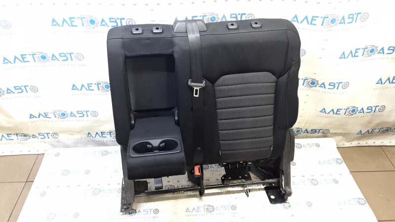 Ford Edge 15-24 black cloth rear seat backrest, 2nd row, left, with armrest and seat belt