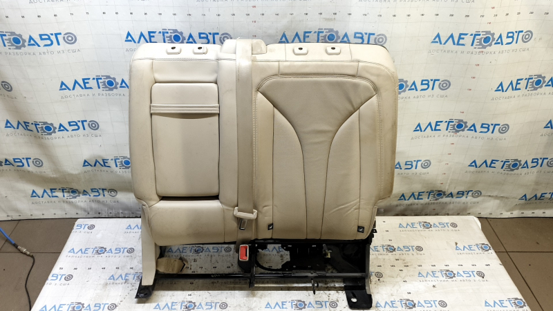 Left rear seat backrest, 2nd row, Lincoln MKX 2016-2018, black leather, perforated, with belt and armrest, no plug