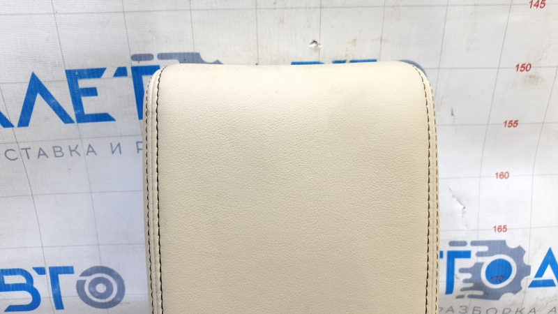 Rear left headrest, 3rd row, Toyota Highlander 14-19, beige leather, black stitching, cleanable