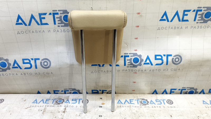 Rear left headrest, 3rd row, Toyota Highlander 14-19, beige leather, black stitching, cleanable