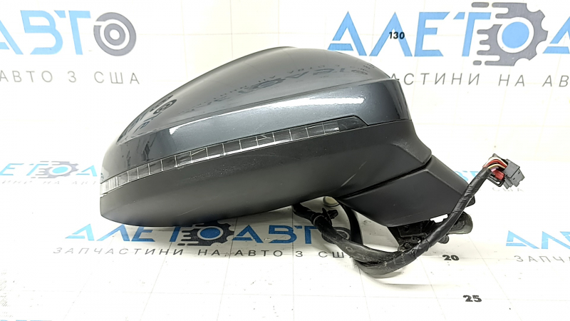 Right side mirror assembly for Audi A4 B9 17-19, 14 pins, turn signal, auto-dimming, auto-folding, memory, graphite, seal is dry