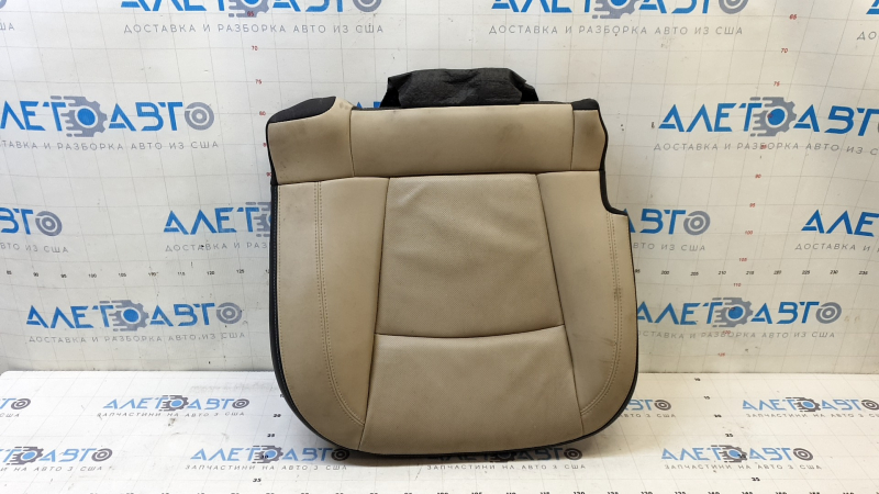 Right rear seat cushion for Chevrolet Volt 11-15, beige leather, perforated, foam break, needs cleaning