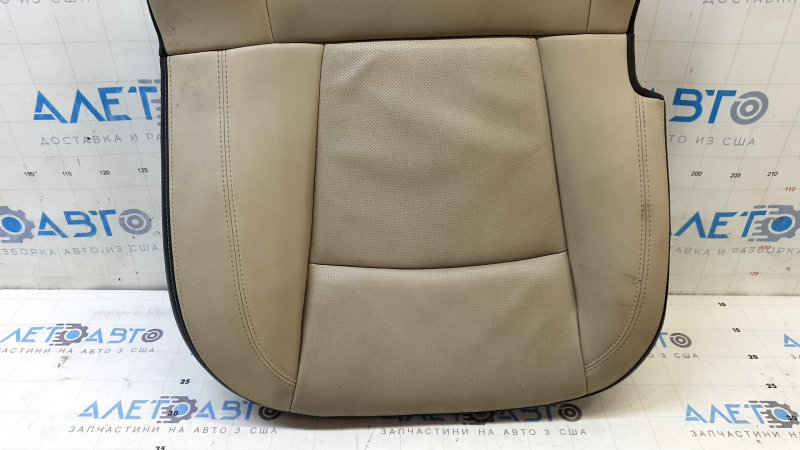 Right rear seat cushion for Chevrolet Volt 11-15, beige leather, perforated, foam break, needs cleaning